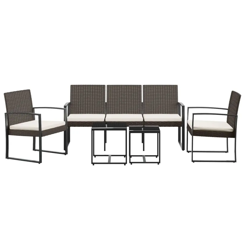 5-Piece Brown Garden Dining Set with Cushions