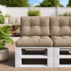 Durable Taupe Outdoor Pallet Cushion 50x40x12 cm