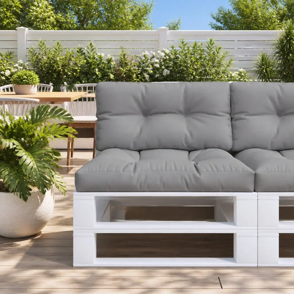 Pallet Cushions Polyester Grey Soft Filling 2 Pack