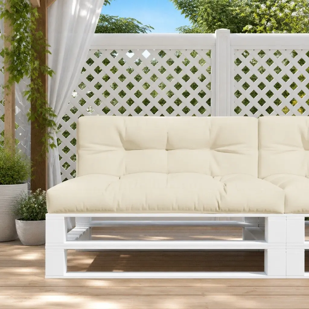 Pallet Cushions Polyester Fabric 2 pcs Cream Outdoor Garden Sofa Seat Pad