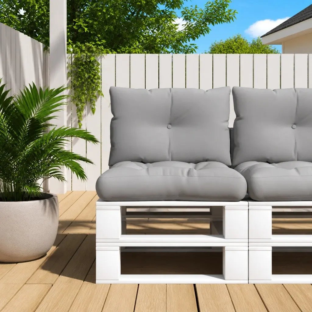 Pallet Cushions Polyester 2 Pieces Grey Outdoor Garden Sofa Pad Seating Decor