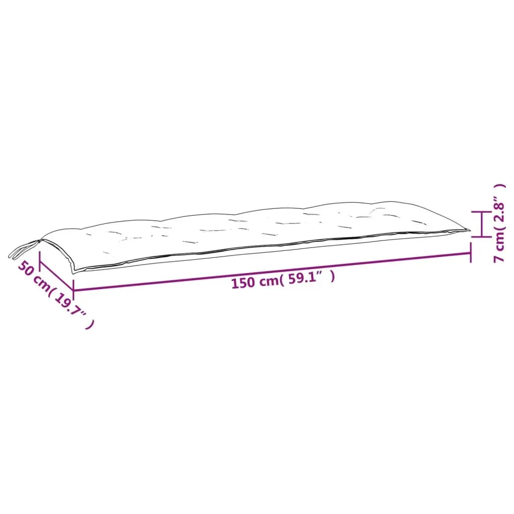 Grey Garden Bench Cushion 150x50 cm