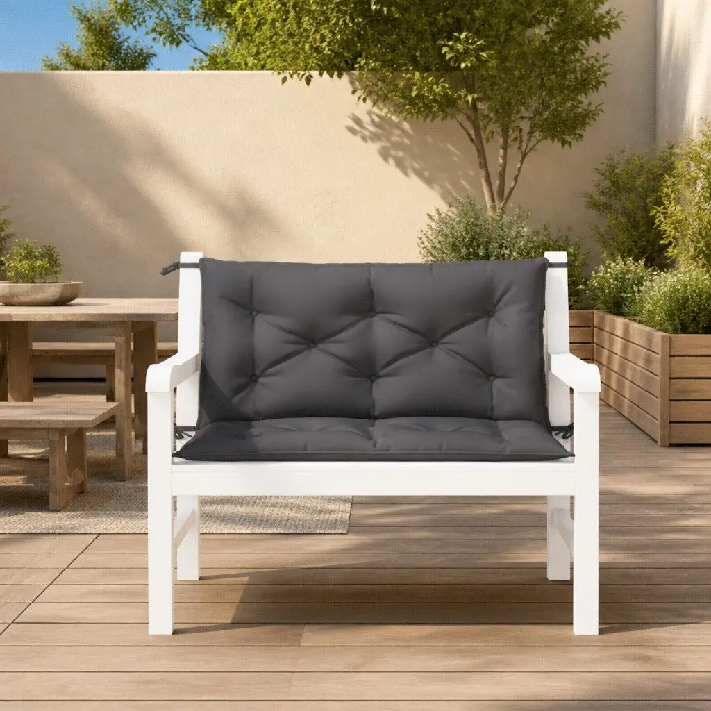 Garden Bench Cushions 2 Pack Outdoor Seat Pad Anthracite Water-Resistant Oxford