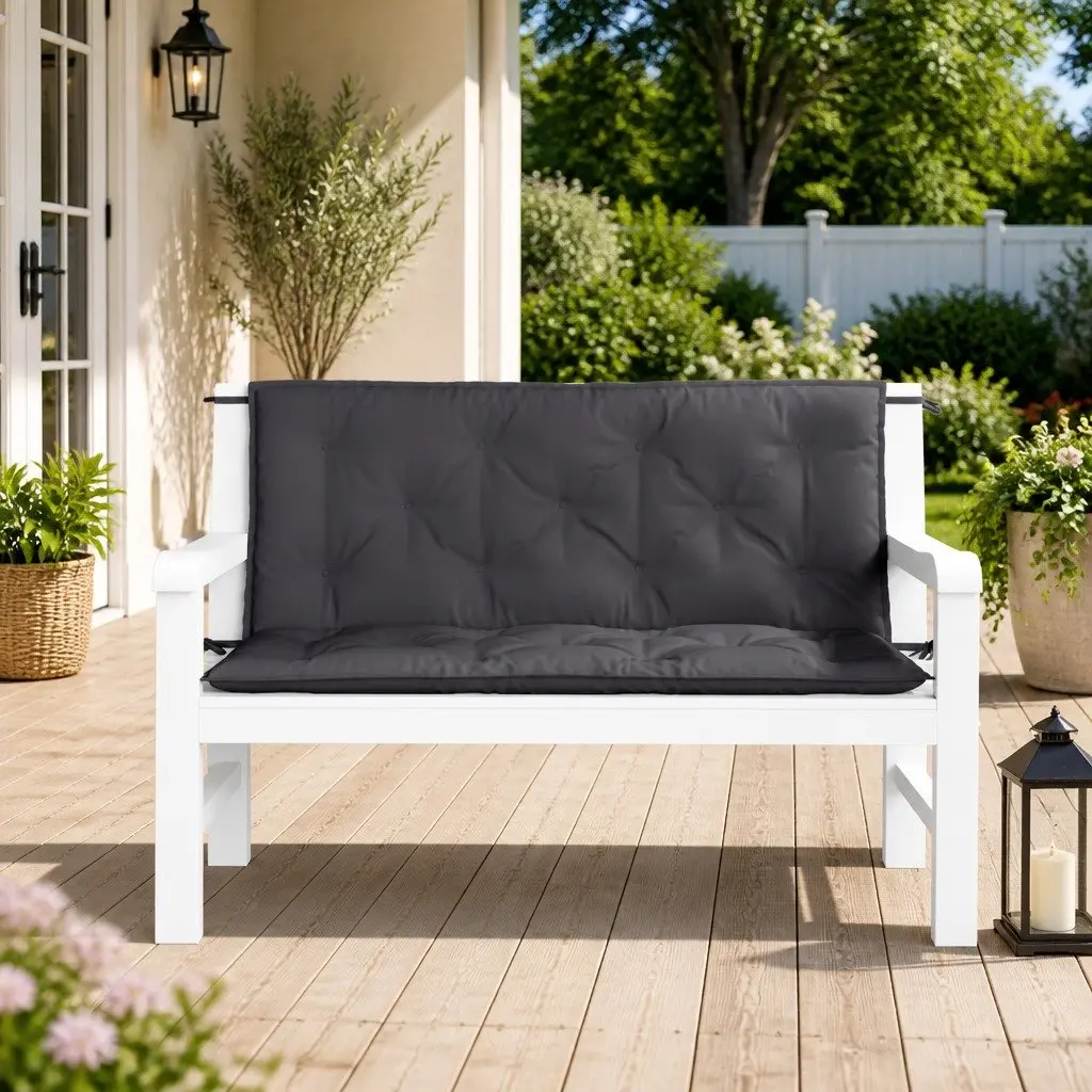 Oxford Fabric Garden Bench Cushions 2pcs Anthracite