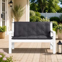Durable Oxford Fabric Garden Bench Cushions 2pcs Anthracite