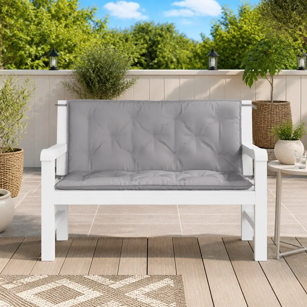 Grey Garden Bench Cushions 2pc Set 120x50x7cm