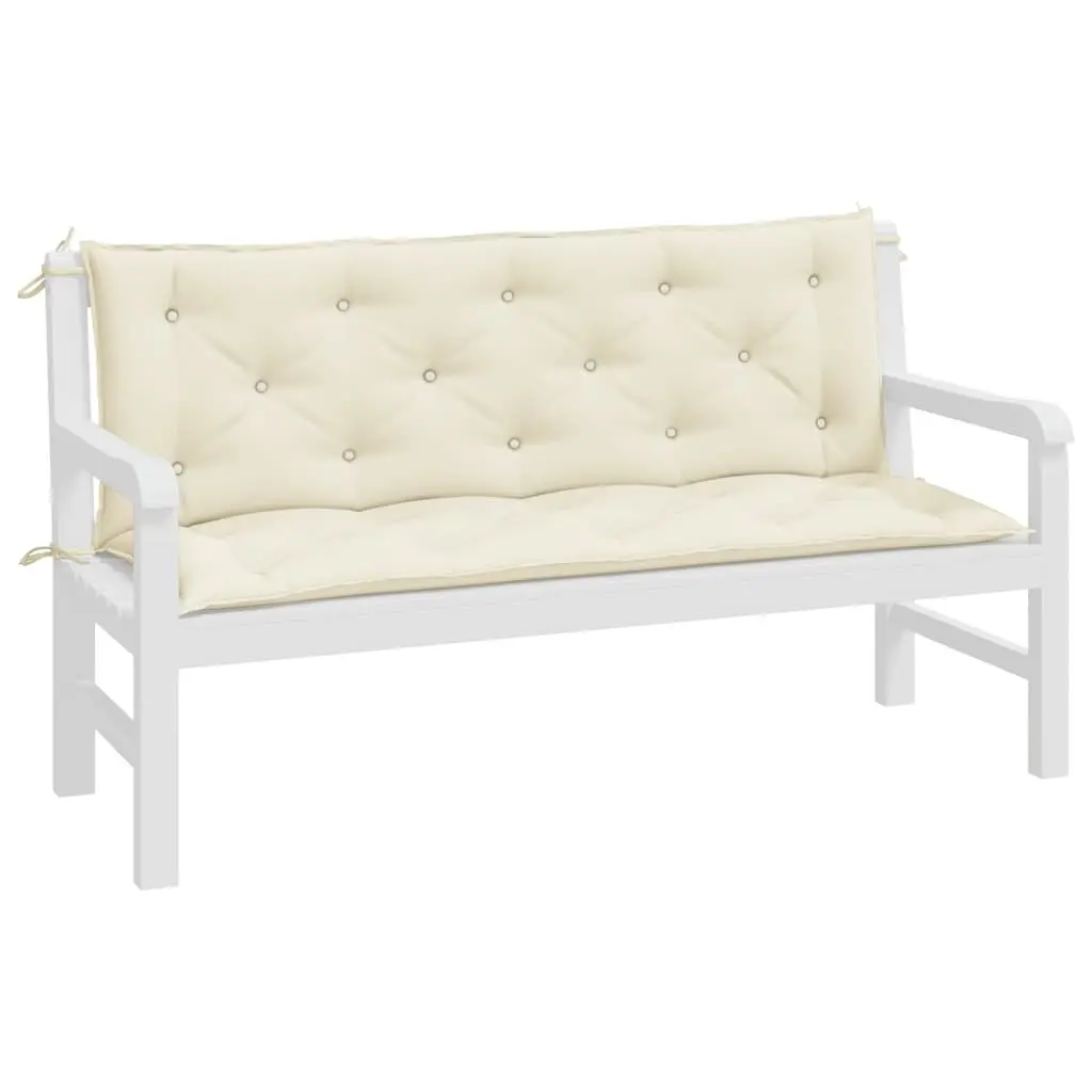 Garden Bench Cushions Oxford Fabric 150 x 50 x 7 cm Cream 2 Pieces