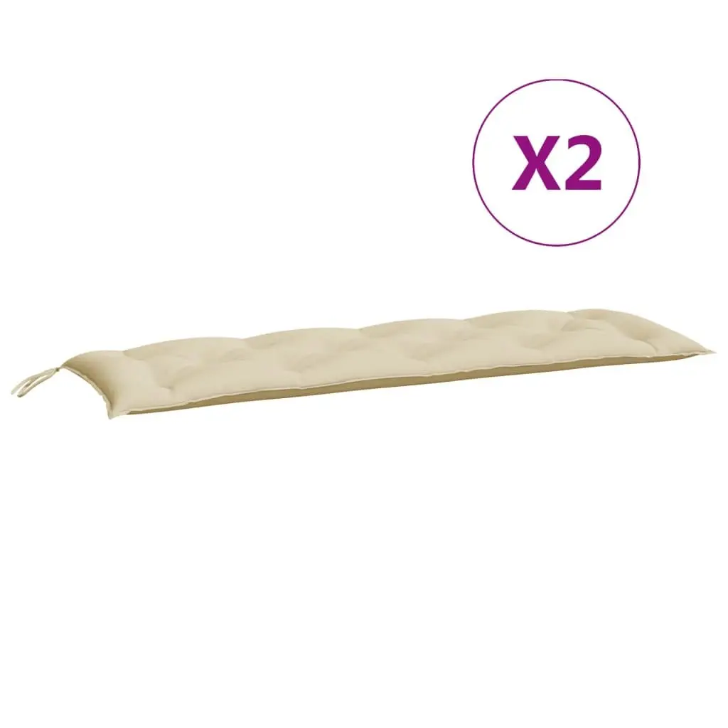 Outdoor Seating Pad 2 Pieces Beige Oxford Fabric 150x50x7cm Water Resistant Garden Bench Cushions