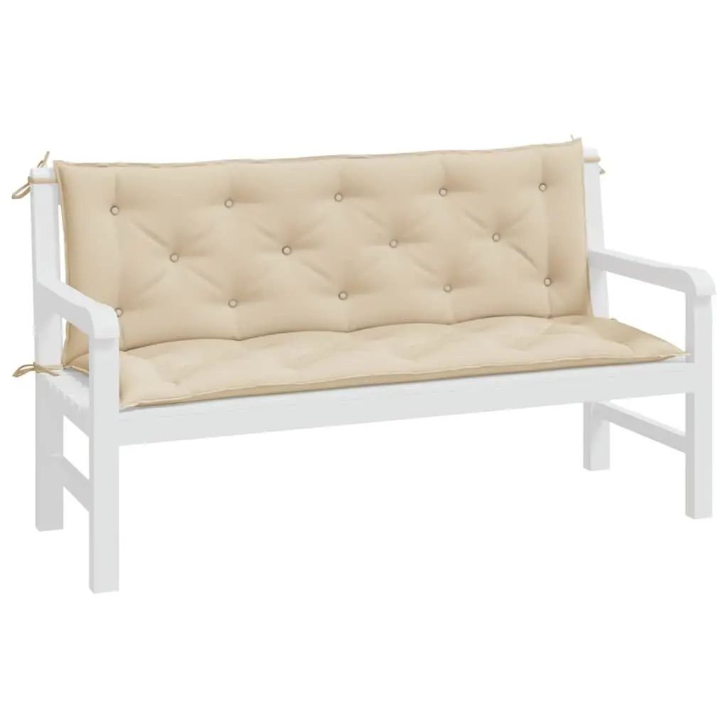 Outdoor Seating Pad 2 Pieces Beige Oxford Fabric 150x50x7cm Water Resistant Garden Bench Cushions