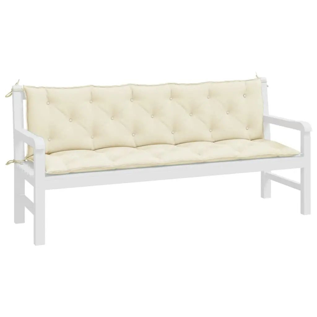 Garden Bench Cushions Oxford Fabric 180 x 50 x 7 cm Cream White 2 Piece
