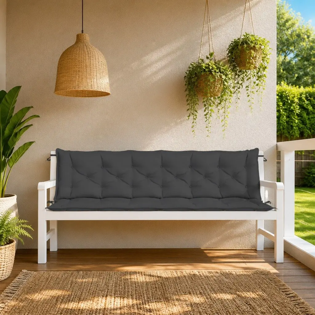 Outdoor Patio Bench Cushions Set of 2 Anthracite