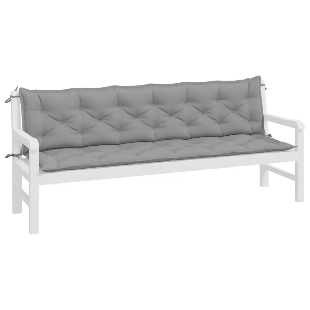 Garden Bench Cushions Oxford Fabric 200x50x7cm Grey 2 Piece Water Resistant Outdoor Seat Pads