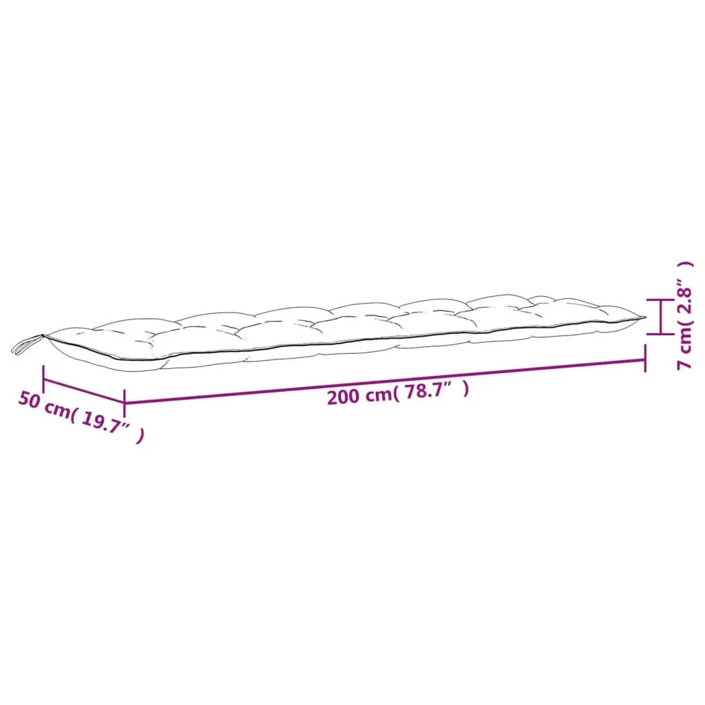 Garden Bench Cushions Oxford Fabric 200x50x7cm Grey 2 Piece Water Resistant Outdoor Seat Pads
