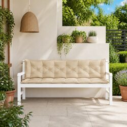 Durable Garden Bench Cushions 2 Pcs Beige Water-Resistant