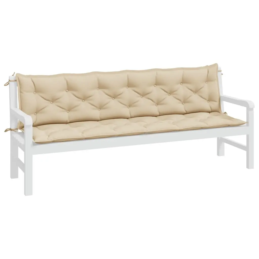 Garden Bench Cushions 2 Pcs Beige Water-Resistant