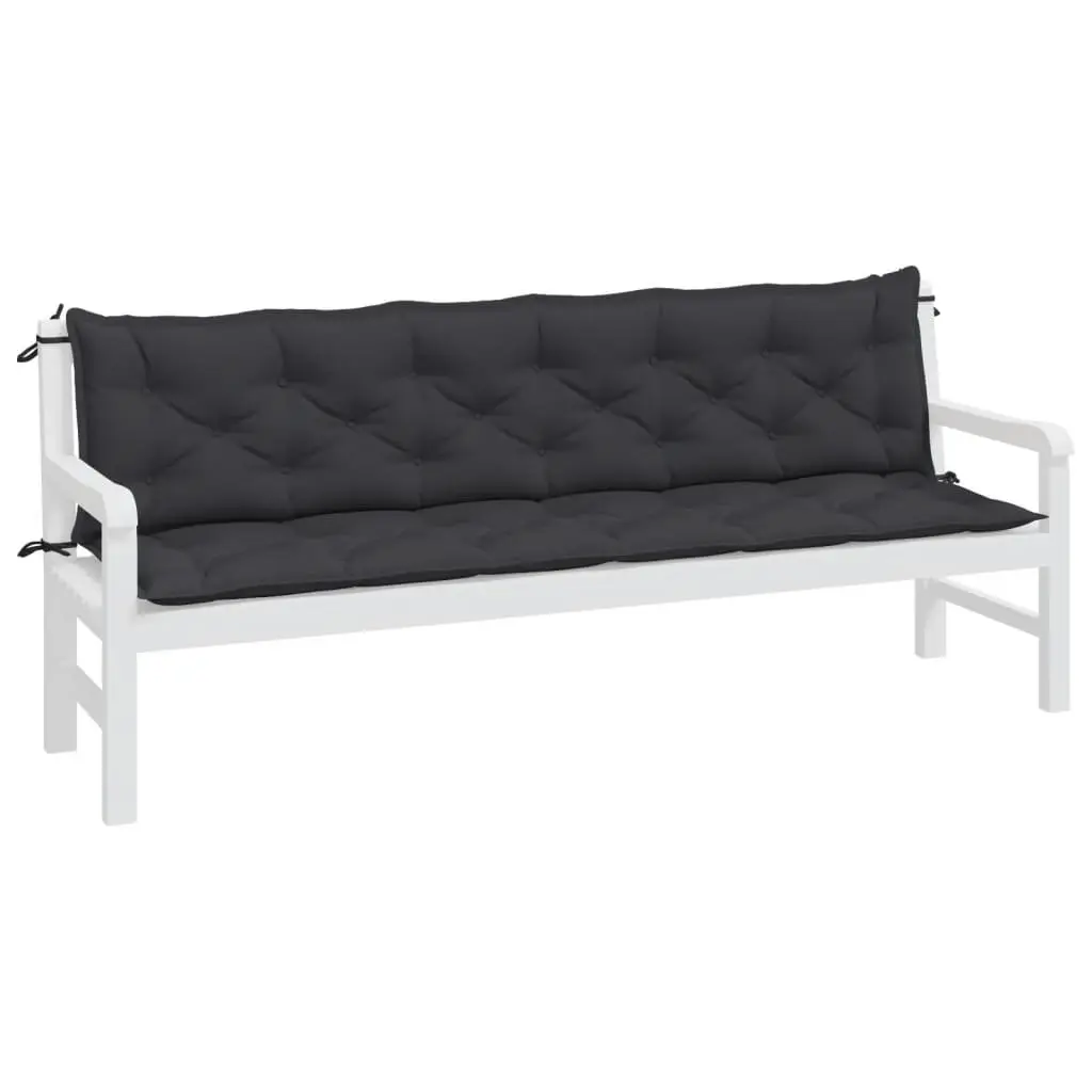 Garden Bench Cushions Oxford Fabric 200x50x7cm Black 2pcs Water-Resistant