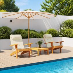 Adirondack Chair Cushions 2 pcs Cream Oxford Fabric Outdoor Garden Patio Seat