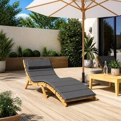 Premium Sun Lounger Cushion in Anthracite 180x60x4 cm