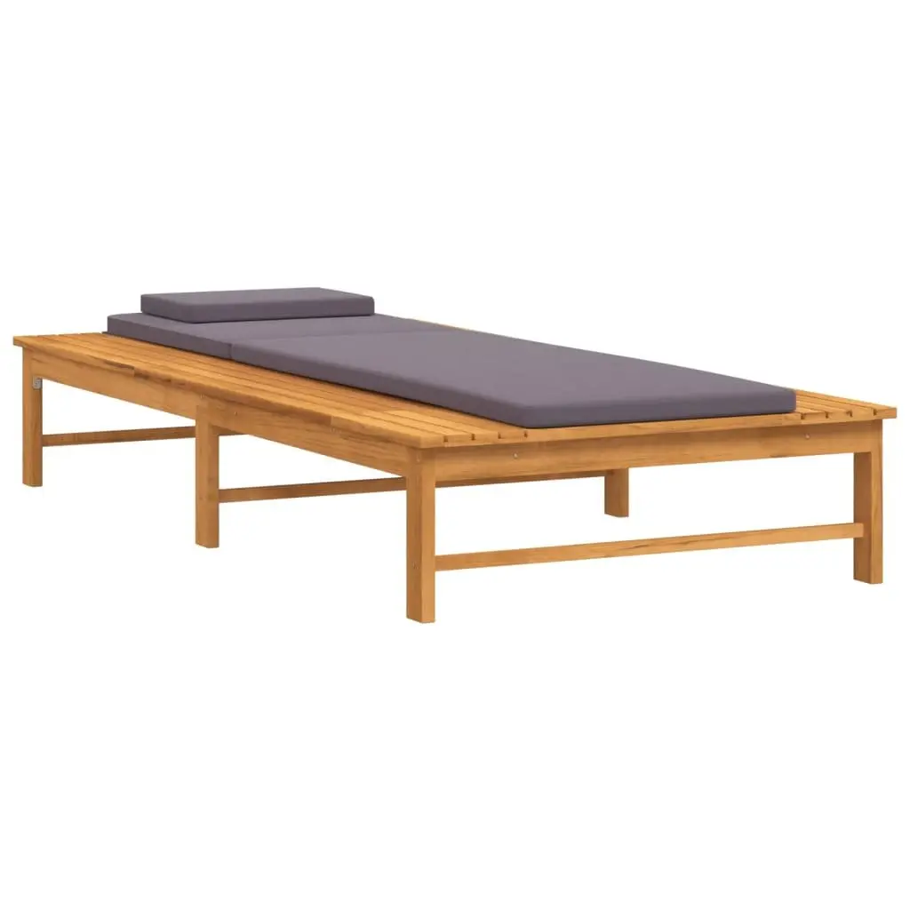 Solid Acacia Wood Sun Lounger with Cushion Pillow