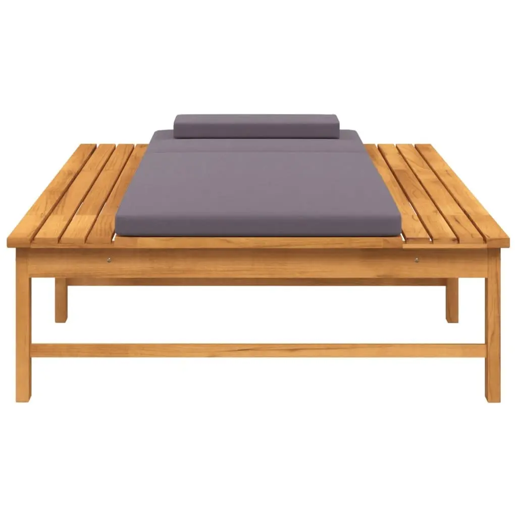 Solid Acacia Wood Sun Lounger with Cushion Pillow
