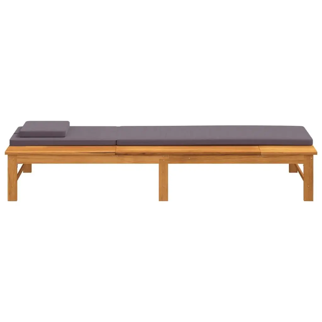 Solid Acacia Wood Sun Lounger with Cushion Pillow