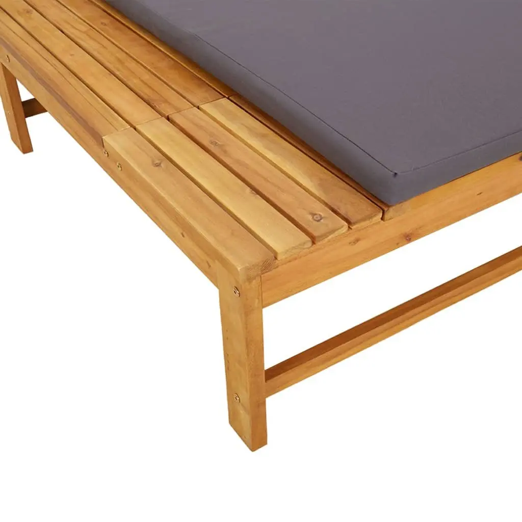 Solid Acacia Wood Sun Lounger with Cushion Pillow