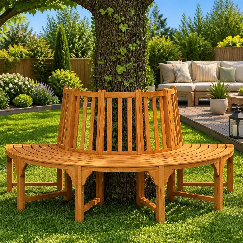 Half Round Tree Bench for Outdoor Spaces