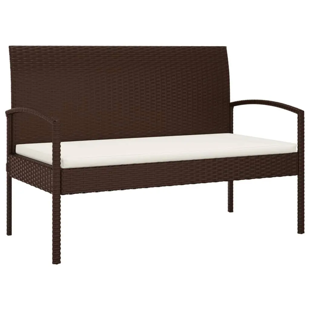 Brown Garden Bench with Cushion 105cm