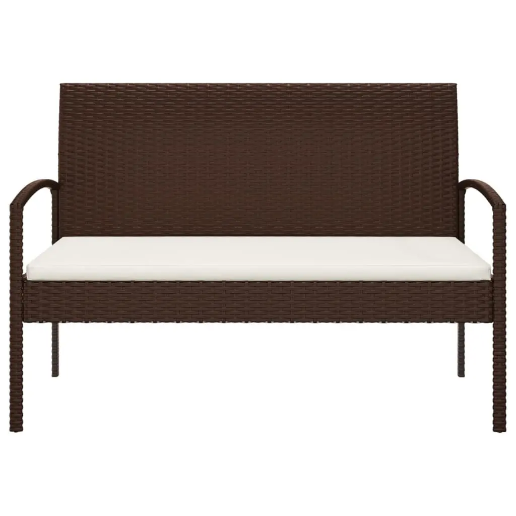 Brown Garden Bench with Cushion 105cm