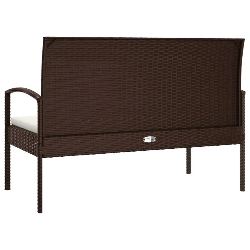 Brown Garden Bench with Cushion 105cm
