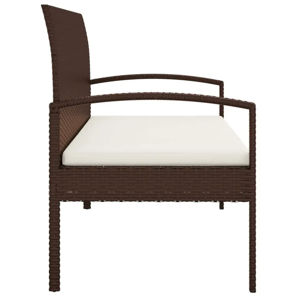 Brown Garden Bench with Cushion 105cm
