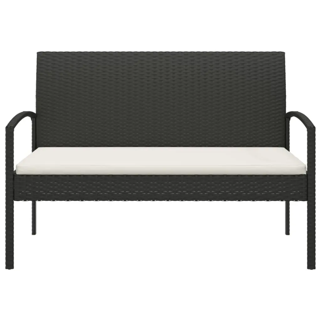 Garden Bench Poly Rattan 105cm Black Outdoor Seating