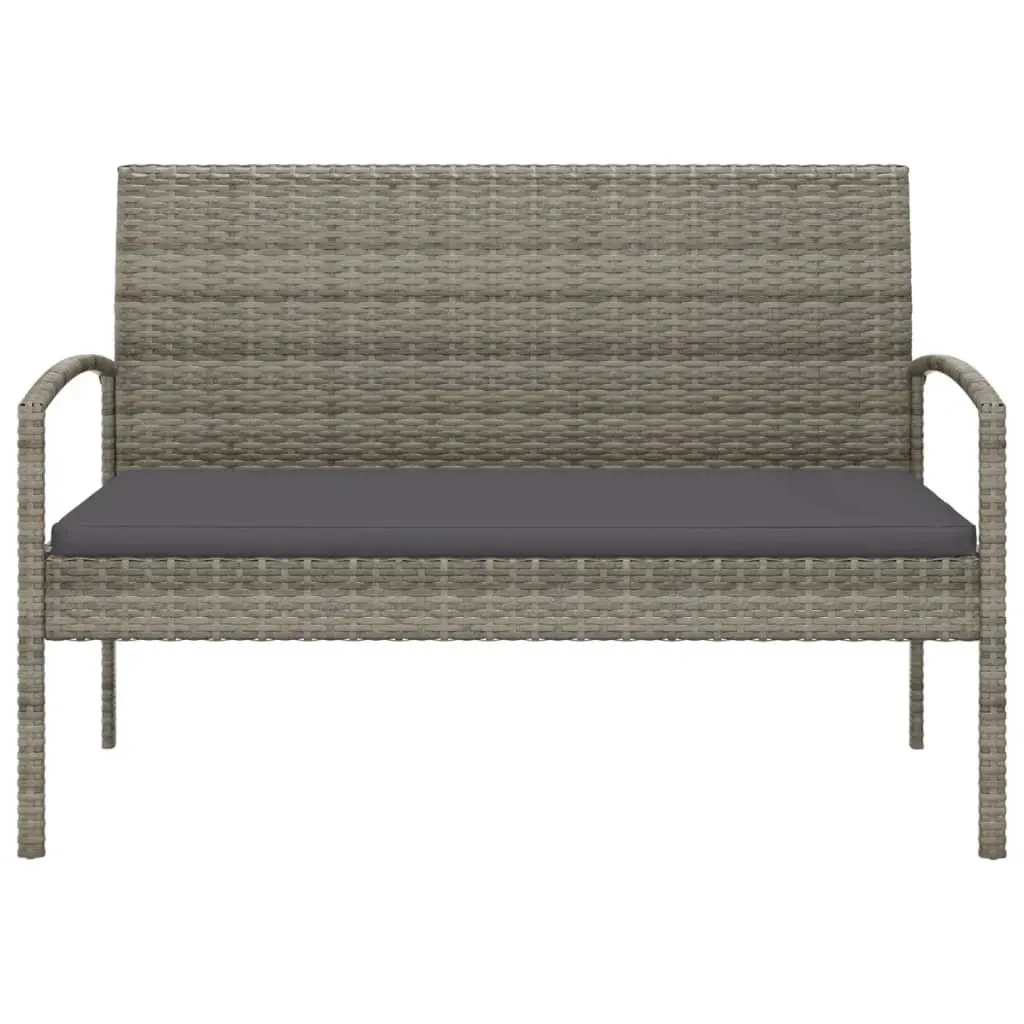 Grey Garden Bench with Removable Cushion 105cm