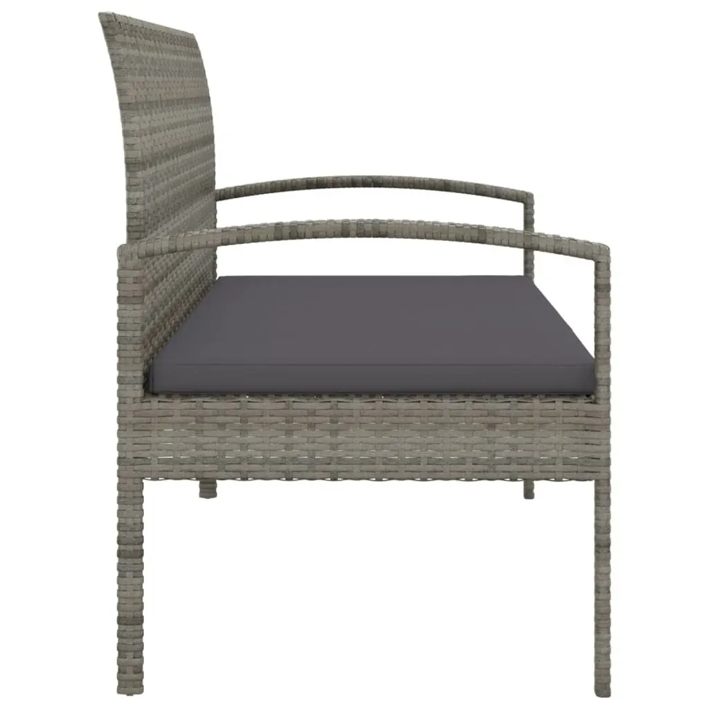 Grey Garden Bench with Removable Cushion 105cm