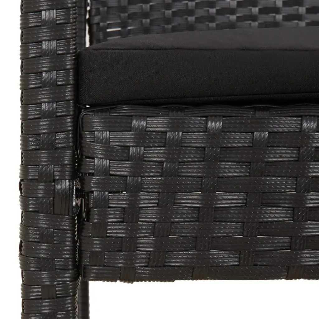 Garden Bench Poly Rattan 105cm Black Outdoor Seating with Cushion