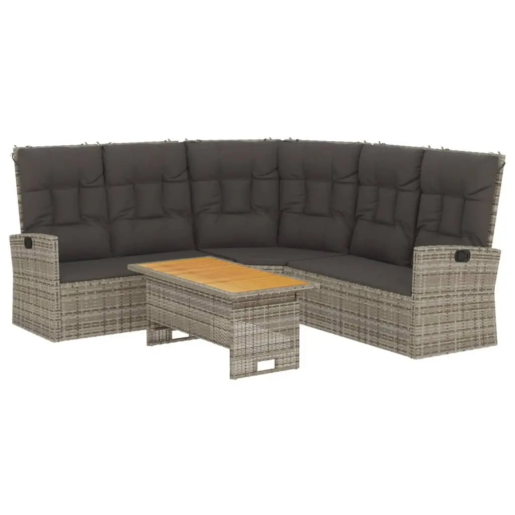 Grey Poly Rattan Garden Lounge Set with Cushions