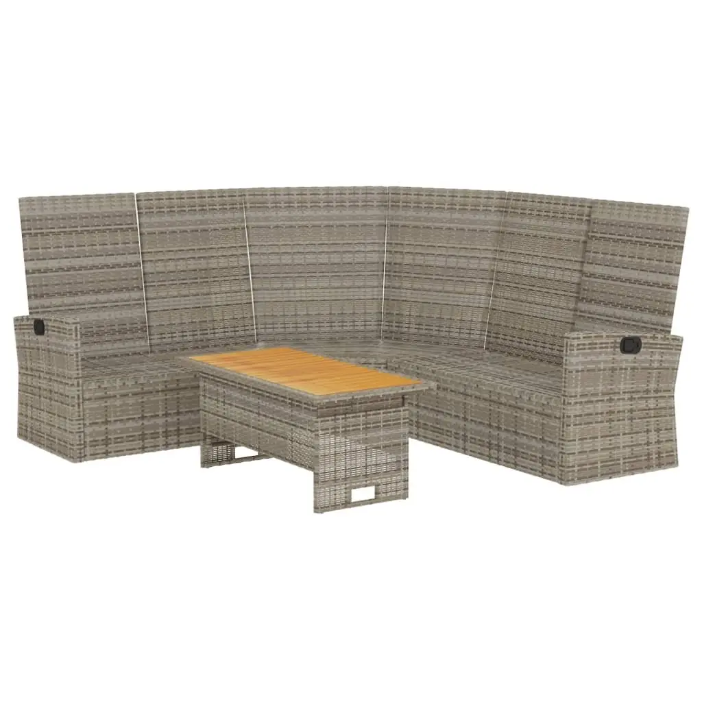Grey Poly Rattan Garden Lounge Set with Cushions