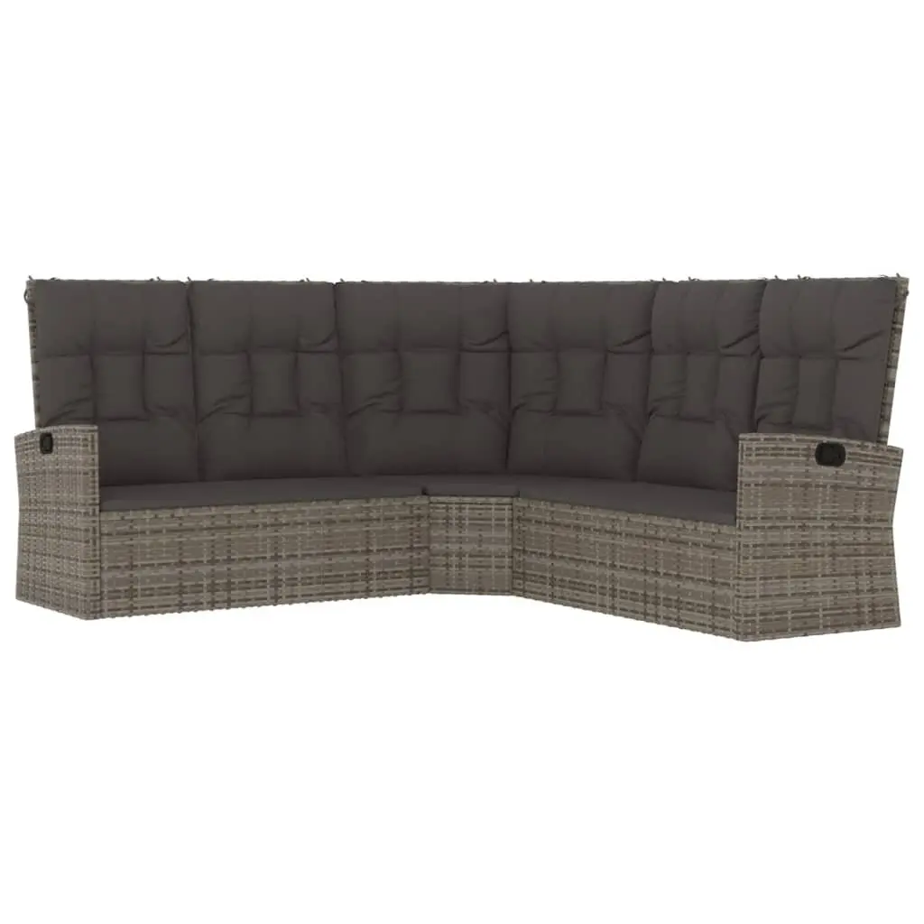 Grey Poly Rattan Garden Lounge Set with Cushions