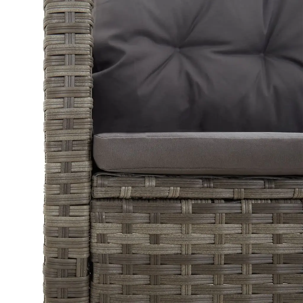 Grey Poly Rattan Garden Lounge Set with Cushions