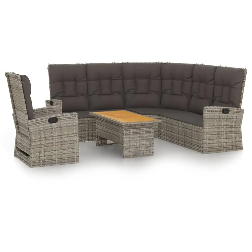3 Piece Garden Lounge Set PE Rattan Solid Acacia Wood Grey