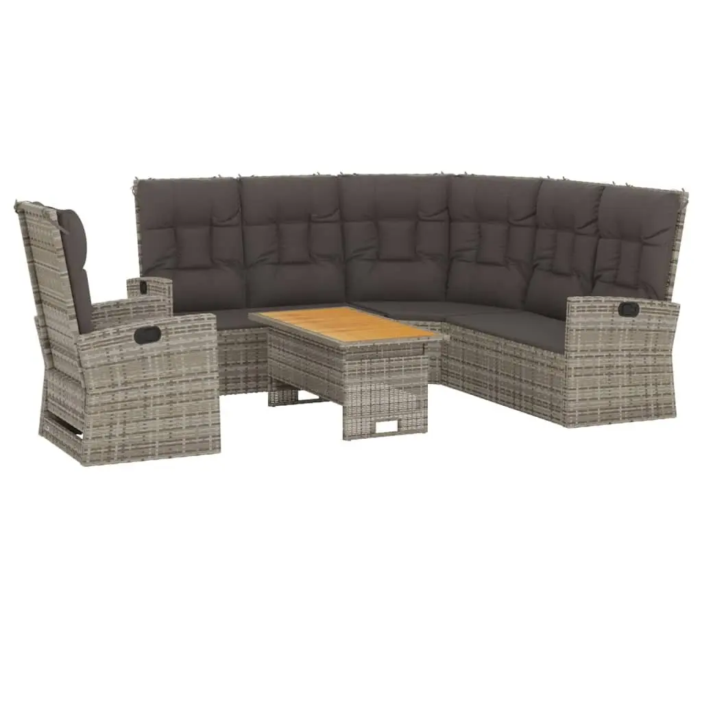 3 Piece Garden Lounge Set PE Rattan Solid Acacia Wood Grey