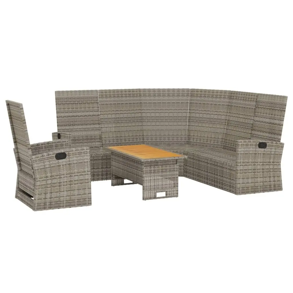 3 Piece Garden Lounge Set PE Rattan Solid Acacia Wood Grey