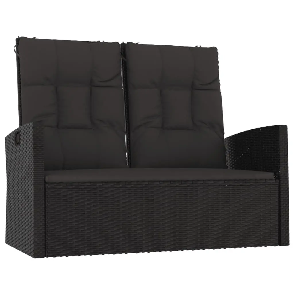 4 Piece Black Garden Lounge Set with Cushions