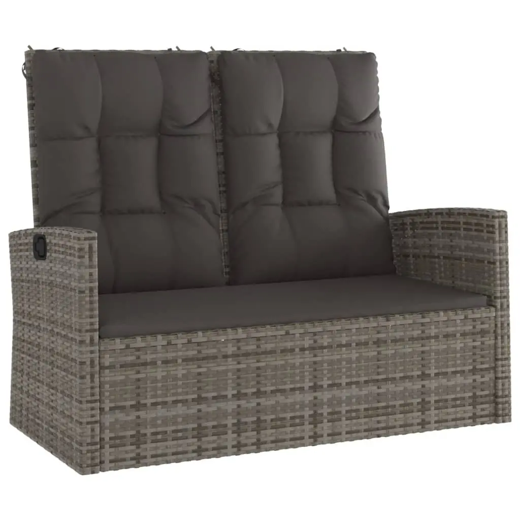 4 Piece Garden Lounge Set PE Rattan Steel Grey with Cushions