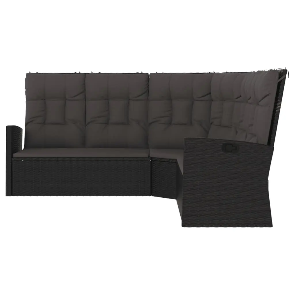 Black Poly Rattan Reclining Corner Sofa for Outdoor Use