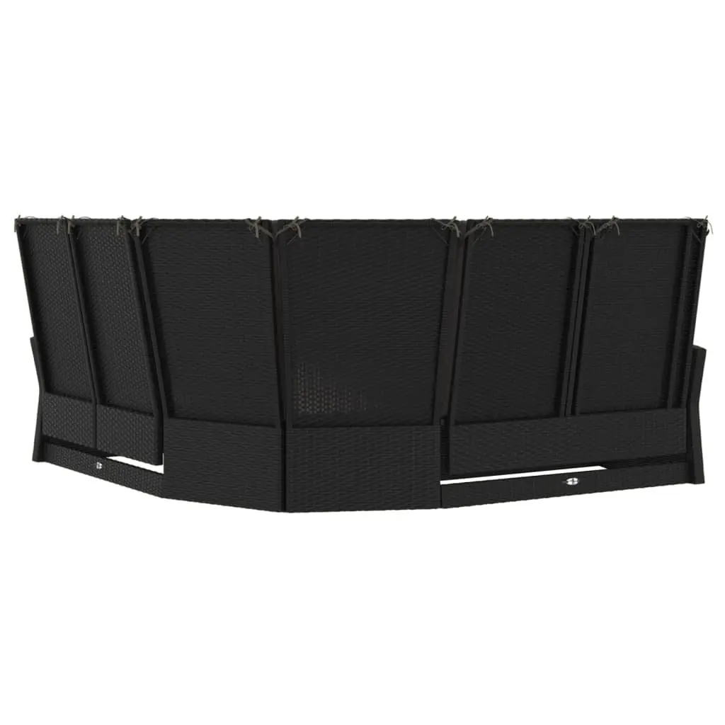 Black Poly Rattan Reclining Corner Sofa for Outdoor Use