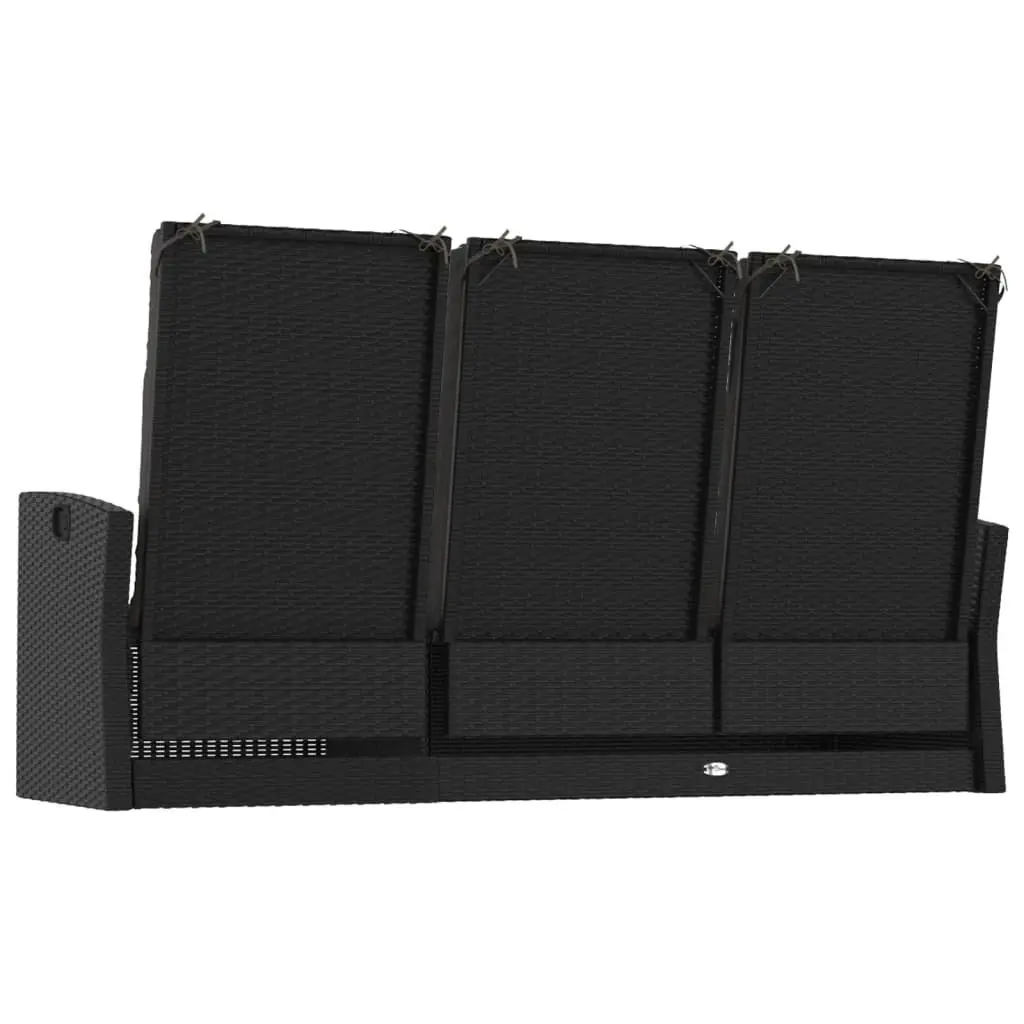 Black Reclining Garden Bench with Cushions 173cm