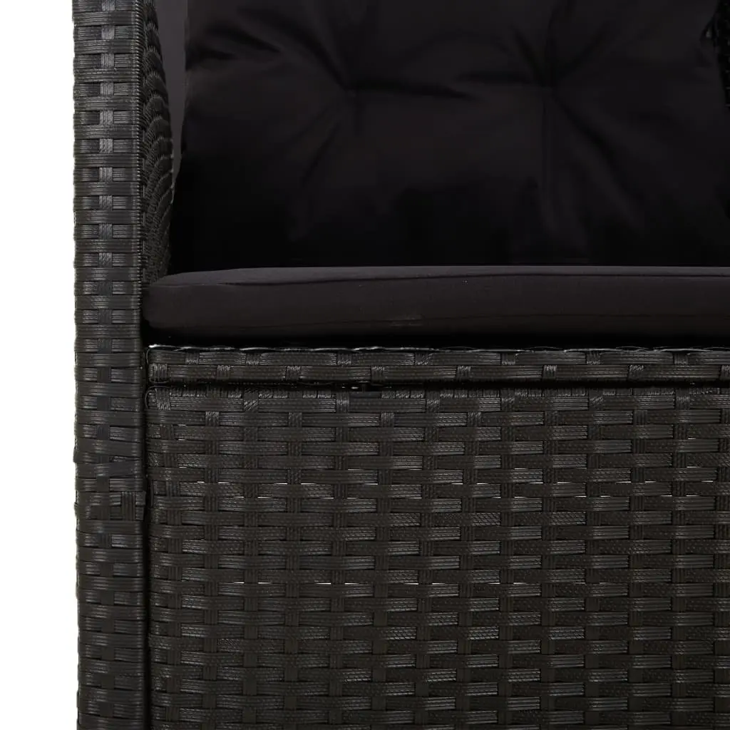 Black Reclining Garden Bench with Cushions 173cm