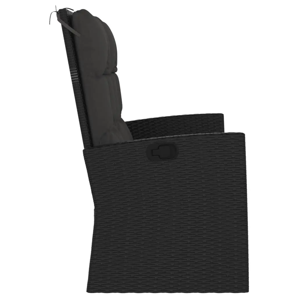Reclining Garden Bench PE Rattan Steel Frame Adjustable Backrest Cushions Black