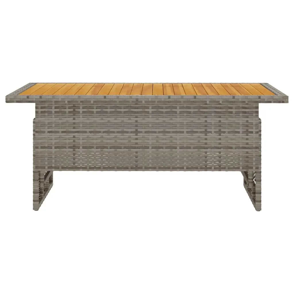 Garden Table Solid Wood Acacia PE Rattan Adjustable Height Black